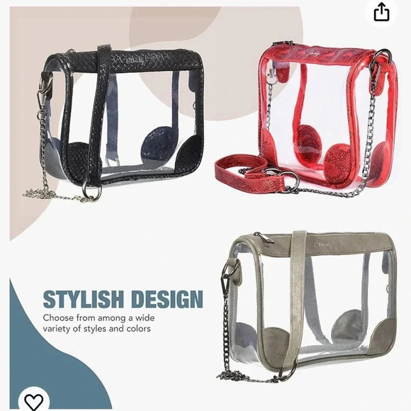 Clarity Handbag Clear Stadium Approved Crossbody Transparent Black Python Purse - Picture 15 of 15